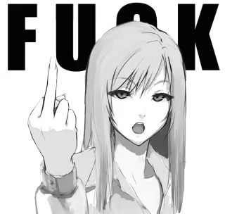 🖕 FUCK jari tengah, menyinggung, gaya anime, kartun telegram sticker