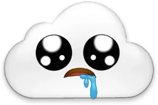 🤤 nube, triste, llorando, emoji, tiempo, lágrimas whatsapp sticker