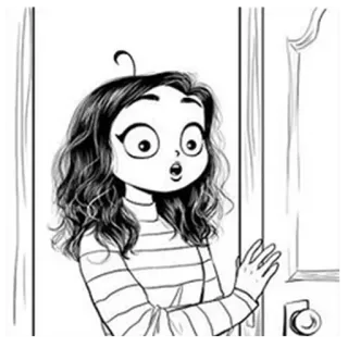 😳 Cartoon, Mädchen, überrascht, geschockt, Illustration, Zeichnung telegram sticker