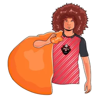 💪 Афро, Персонаж, Иллюстрация, Оранжевая сумка telegram sticker