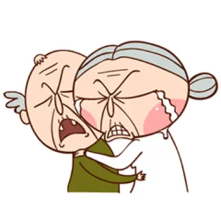 😭 Cartoon, Ältere, Weinend, Emotionen, Traurig, Umarmung telegram sticker