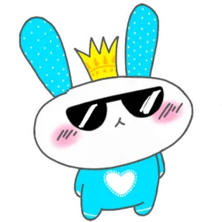 😎 coniglio, coniglietto, corona, occhiali da sole, cartone animato, carino telegram sticker