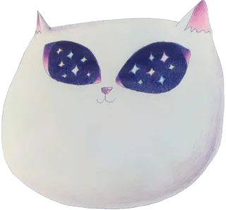✨ gato, estrellas, ojos, lindo, pegatina, animal, gato blanco telegram sticker