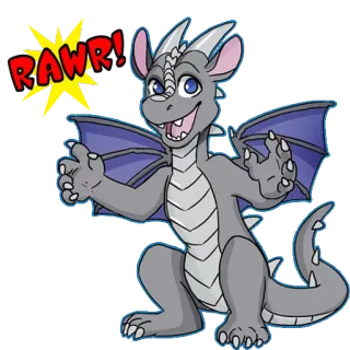 😄 RAWR! 龙, 卡通, 动物, 可爱, 卡哇伊 whatsapp sticker
