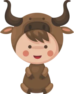 ♉ stier, kostuum, dier, schattig, kind telegram sticker