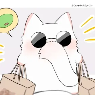 💮 cat, shopping, sunglasses, cute, funny telegram sticker