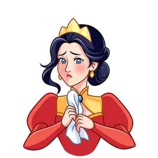 😞 queen, princess, sad, worried, royal, woman, brunette telegram sticker