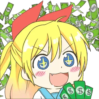 💰 anime, character, cute, money, cartoon, dollar signs, wealth telegram sticker