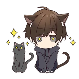 ☺️ Аниме, Кот, Каваий, Наклейка, Чиби, Манга, Цифровое искусство, Иллюстрация telegram sticker