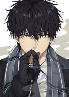 🚬 мужчина, сигара, курение, аниме, перчатки, шарф telegram sticker