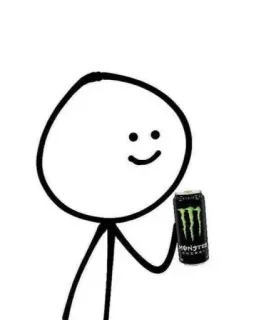 😭 boneco palito, bebida energética, monster energy, desenho animado, simples whatsapp sticker