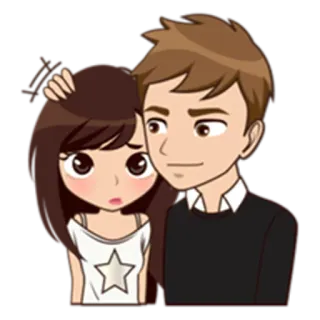 🙂 Desenho animado, Casal, Amor, Afeição, Relacionamento telegram sticker