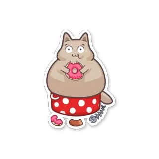 😃 gatto, ciambella, cibo, carino, animale, adesivo, divertente telegram sticker