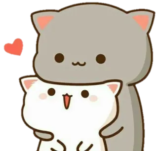 🙄 kot, słodki, zwierzęta, miłość, serce, kreskówka whatsapp sticker