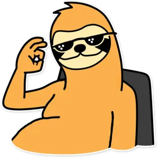 👌 ленивец, солнцезащитные очки, круто, животное, мультик whatsapp sticker