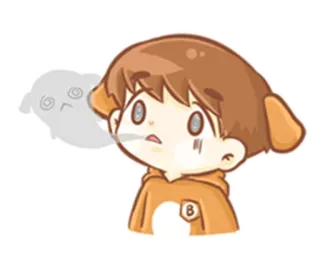 😵 cartoon, anime, character, boy, exhausted telegram sticker