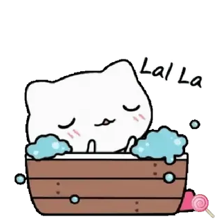 🐱 LaLa gato, banho, fofo, bolhas, kawaii, pirulito telegram sticker