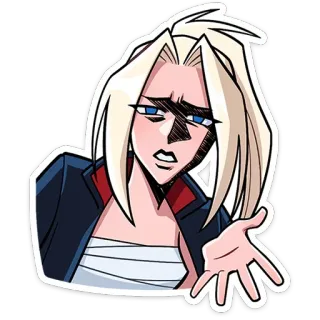 🤨 女性, ブロンド, 漫画, イラスト, 混乱, 表情, ステッカー telegram sticker