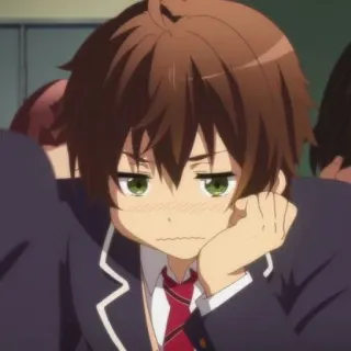 🍫 Anime, Chico, Uniforme escolar, aburrido, Estudiante telegram sticker
