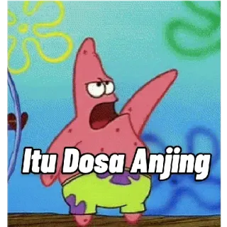 🤣 Patrick Star SpongeBob SquarePants Itu Dosa Anjing การ์ตูน, สพันจ์บ็อบ, แพทริก, หยาบคาย telegram sticker