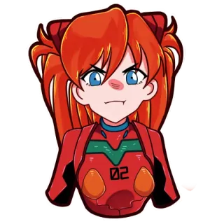 😒 Asuka Langley Sohryu Neon Genesis Evangelion Anime, Manga, rote Haare, Tsundere, Charakter, weiblich, Fanart telegram sticker