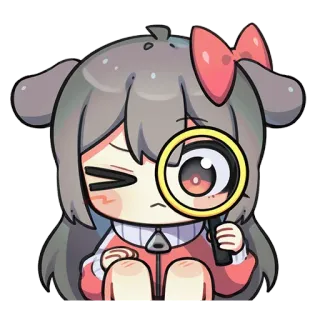 🎀 Gadis anime, Kaca pembesar, Kawaii, Imut, Kartun, Pencarian, Investigasi whatsapp sticker