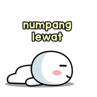 🙃 numpang lewat carino, cartone animato, di passaggio, dormire, macchia bianca whatsapp sticker