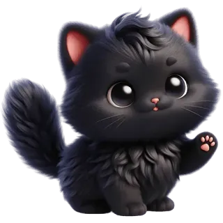 👋 кот, котенок, милый, животное, питомец, черный, пушистый telegram sticker