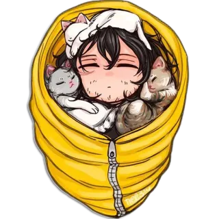 😴 Shota Aizawa My Hero Academia anime, cute, sleeping, cats, Shota Aizawa, My Hero Academia, tired telegram sticker