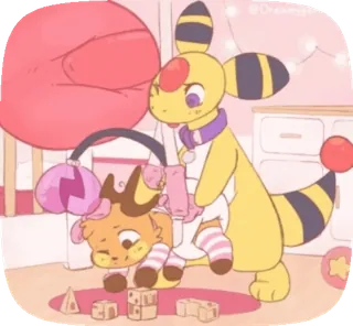⚡ Ampharos Pokemon pokemon, ampharos, cute, anime, nursery, playing, blocks, cartoon telegram sticker