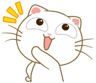 😆 chat, animal, dessin animé, joyeux, excité, mignon, autocollant telegram sticker