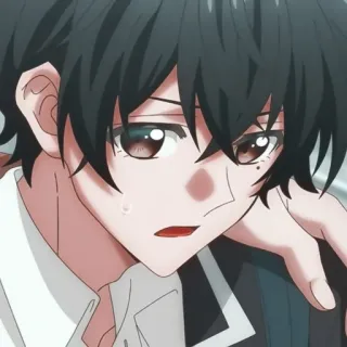 🦍 anime, boy, sad, emotional, black hair, handsome telegram sticker
