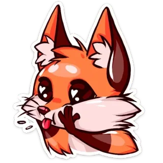 😝 лиса, мультфильм, животное, наклейка, милый, глаза-сердечки telegram sticker