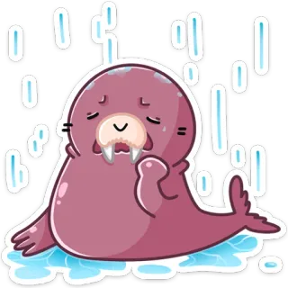 ☔️ foca, dibujos animados, triste, lindo, animal, mar, pegatina telegram sticker