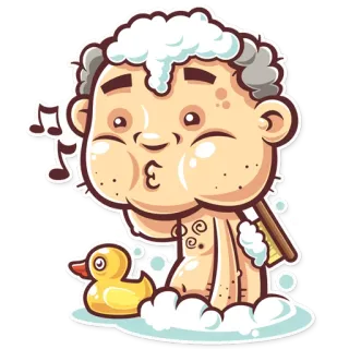 🛁 Dibujos animados, Baño, Pato de goma, Burbujas, Ducha, Limpio, Lindo telegram sticker
