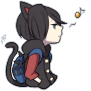 😗 кот, аниме, рюкзак, нота, мультфильм, милый, нэко whatsapp sticker