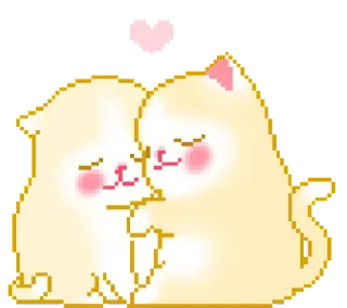 🧡 cats, love, cute, hug, pixel art, heart, affection telegram sticker