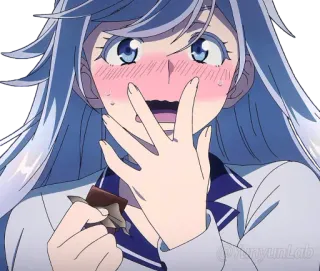 😳 Anime, Gadis, Imut, Malu, Cokelat, Makanan telegram sticker