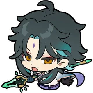 🤺 Xiao Genshin Impact Anime, Chibi, Video game, Xiao, Genshin Impact, Personagem telegram sticker