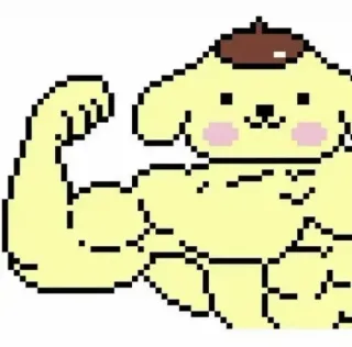 🍓 Pompompurin Помпомпурин, собака, мускулистый, пиксель арт, сильный, милый, Sanrio telegram sticker