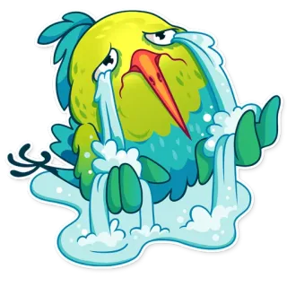 😩 vogel, huilen, verdrietig, tranen, cartoon, emotie telegram sticker