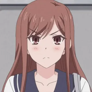 🌟 Anime, Fille, Uniforme scolaire, En colère, Expression telegram sticker