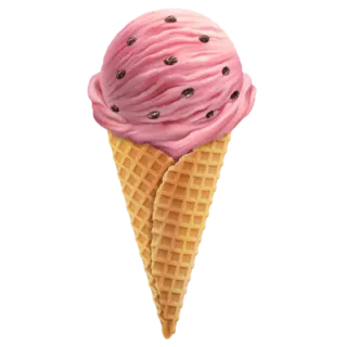 🍦 helado, postre, comida, dulce, cono, fresa, chispas de chocolate telegram sticker