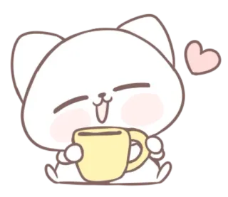 🐱 猫, 卡哇伊, 可爱, 咖啡, 爱心, 卡通 telegram sticker