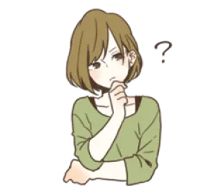 ❓ woman, thinking, question, confused, anime, cartoon, expression whatsapp sticker