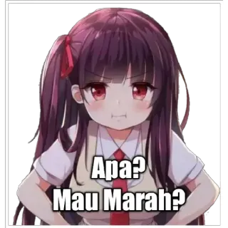😡 Apa? Mau Marah? Anime, Ragazza, Arrabbiata, Uniforme scolastica, Adesivo telegram sticker
