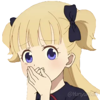 🤭 @yunyunlab anime, kartun, karakter, rambut pirang, imut, gadis telegram sticker