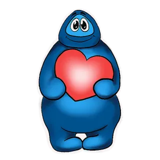 ❤️ desenho animado, personagem, azul, monstro, coração, amor telegram sticker