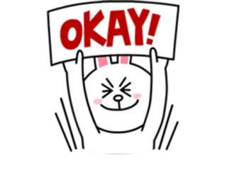 😊 OKAY! кролик, окей, одобрение, мультфильм whatsapp sticker