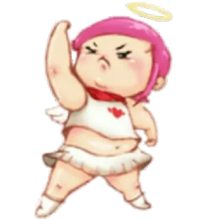💪 autocollant, dessin animé, ange, mignon, cheveux roses telegram sticker